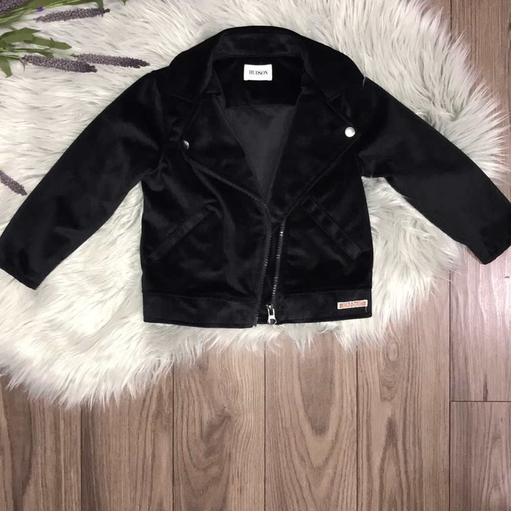 Hudson Toddler Girl Black velvet Moto Jacket